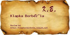 Klapka Borbála névjegykártya